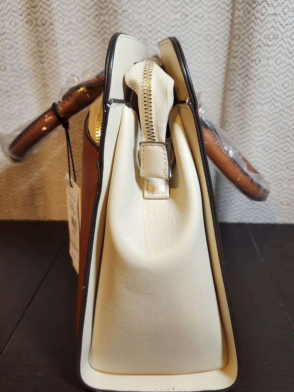 Nicole Miller New York Cream and Tan Satchel